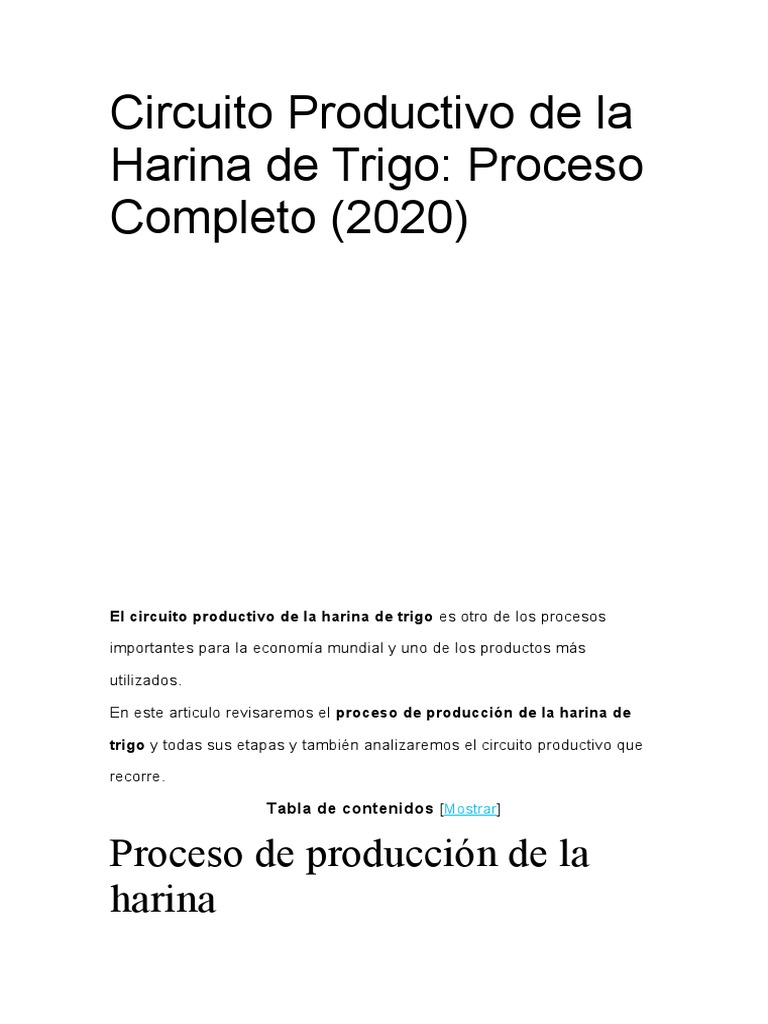 Proceso Productivo de la Harina de Trigo | PDF | Trigo | Molino (molienda)