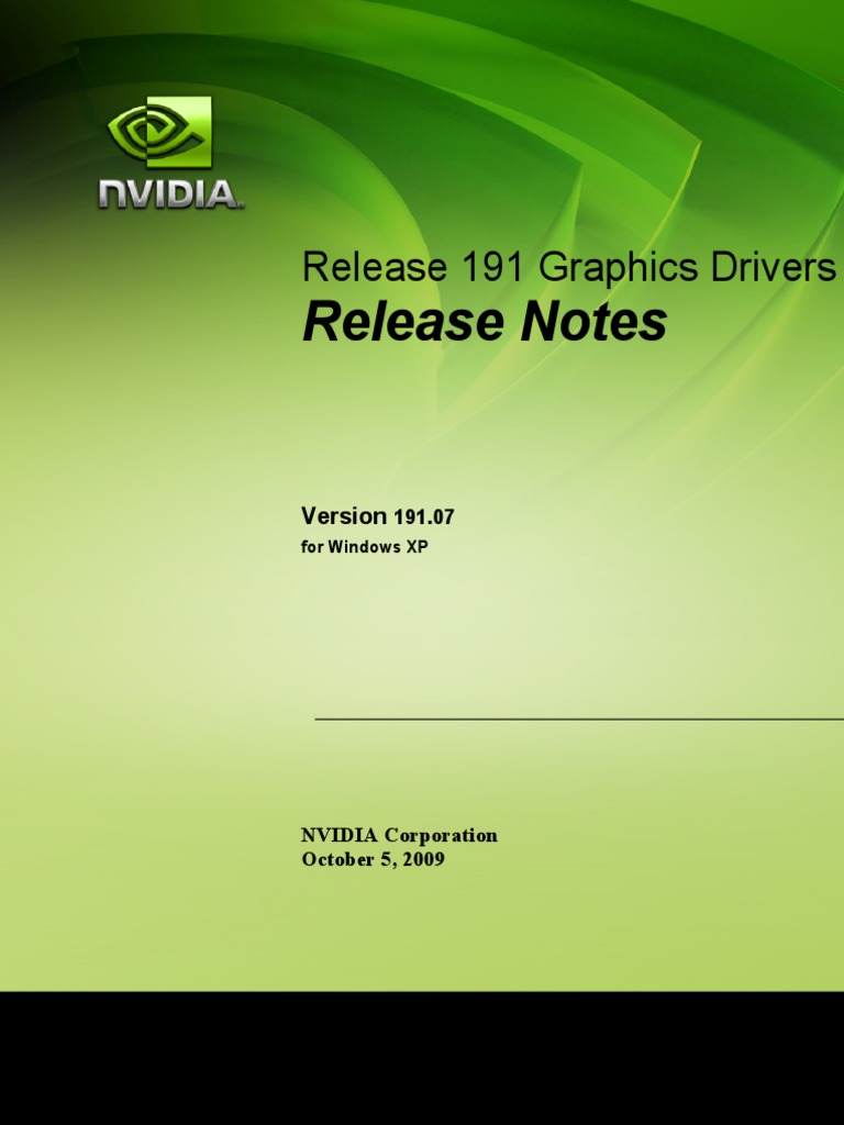 NVIDIA 191.07 - WinXP - Desktop - Release - Notes | PDF | Graphics ...