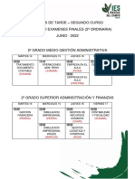 Calendario Examenes Segundo Curso (2 Ordinaria)