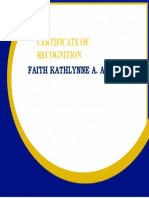 Certificate of Recognition: Faith Kathlynne A. Abucejo