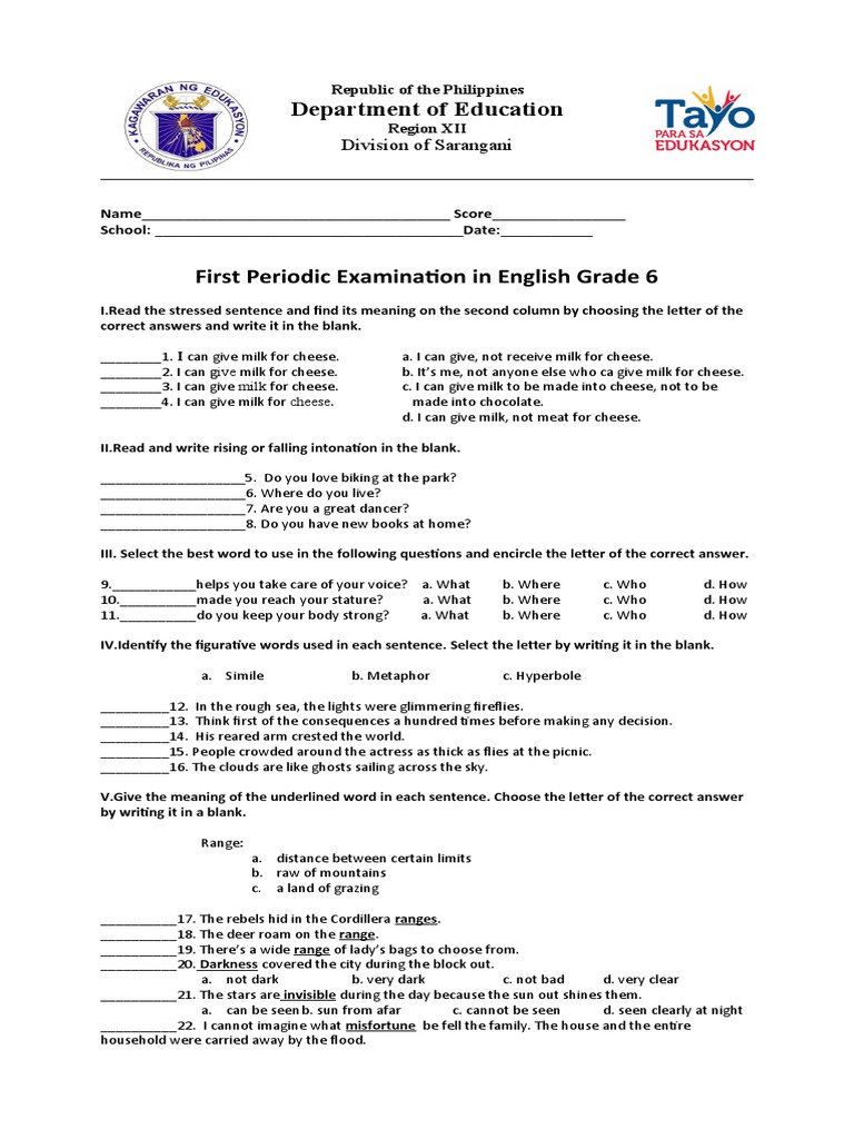 cambridge english test papers for grade 6 pdf