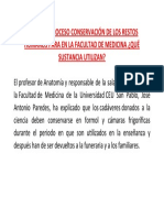 Cual Es El Proceso Conservacion de Los Restos Humanos para en La Facultad de Medicina Que Sustancia Utilizan