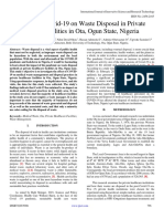 Impact of Covid-19 On Waste Disposal in Private Health Facilities in Ota, Ogun State, Nigeria