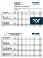 University Attendance Sheet Tracks Student Presence