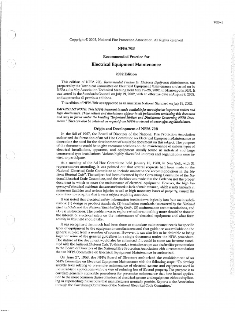NFPA 70B Electrical Equipment Maintenance PDF