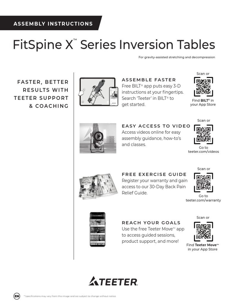 FitSpine X Series Inversion Tables Assembly Guide PDF Stroke