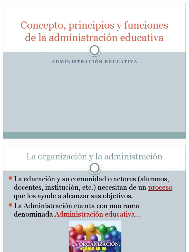Principios y funciones de la administración educativa | PDF | Gestión ...