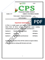 11th Functional English Model Paper (By Rayees Shah)