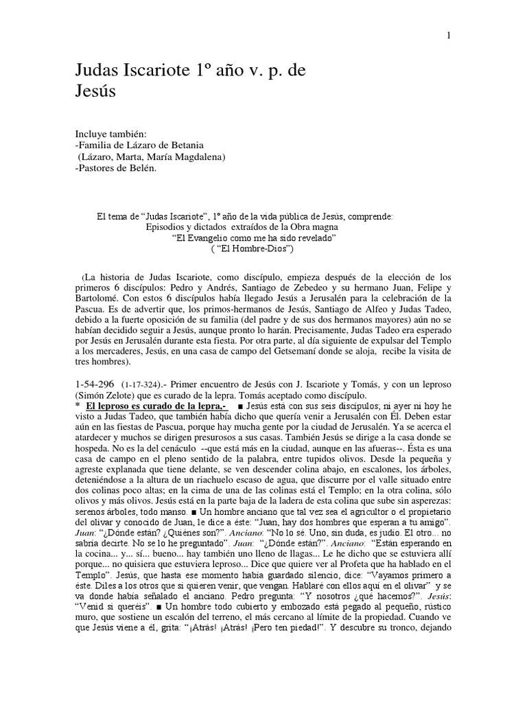 Judas Isc. 1º Año V.P. de Jesús | PDF | Jesús | Judas Iscariote