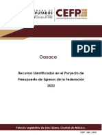 Oaxaca: Recursos Identificados en El Proyecto de Presupuesto de Egresos de La Federación 2022