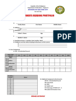 Learner'S Reading Portfolio: Division of San Jose City