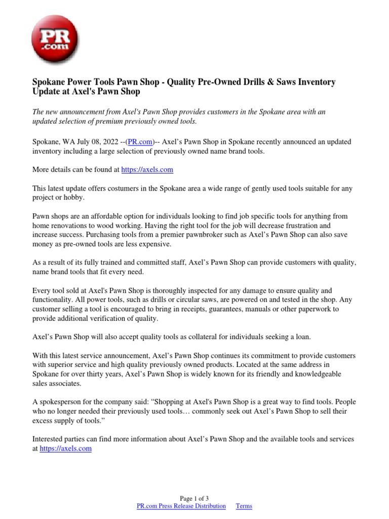 Spokane Power Tools Pawn Shop Quality PreOwned Drills & Saws