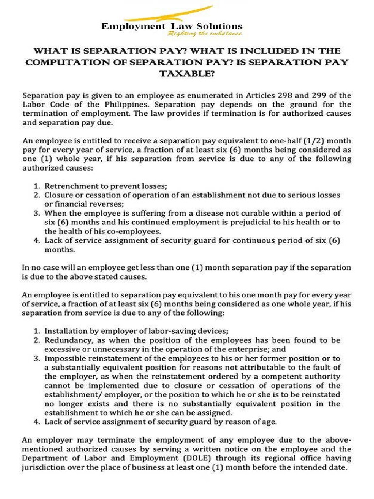 What Is Separation Pay Descargar gratis PDF Employment Salary
