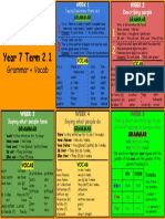 Year 7 Term 2.1: Grammar + Vocab