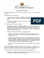 Conselho de Ministros aprova acordo de doação de USD 1,5 bilhões