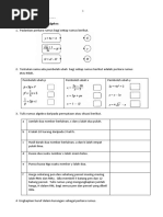 Soalan Ungkapan Algebra Tingkatan1 | PDF