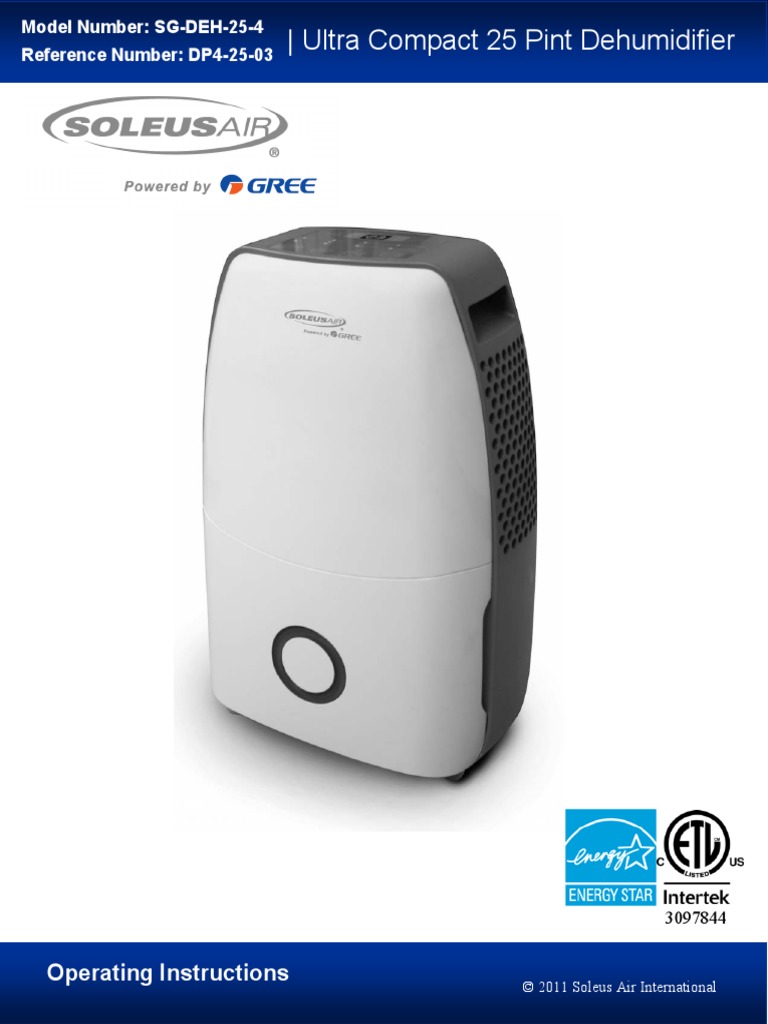 Soleus Air SGDEH254 Ultra Compact 25 Pint Dehumidifier Operating