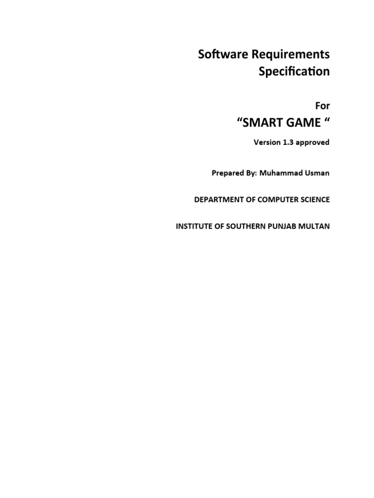 Software Requirements Specification "Smart Game " | PDF | Cognition ...