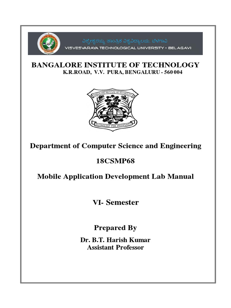 18csmp68MadLab Manual PDF Android (Operating System) Mobile App