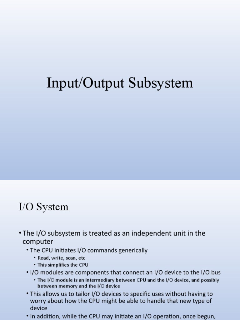 InputOutput Subsystem (3) | PDF | Input/Output | Central Processing Unit