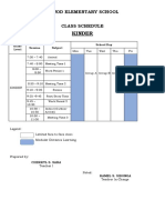 Kinder: Jawod Elementary School Class Schedule