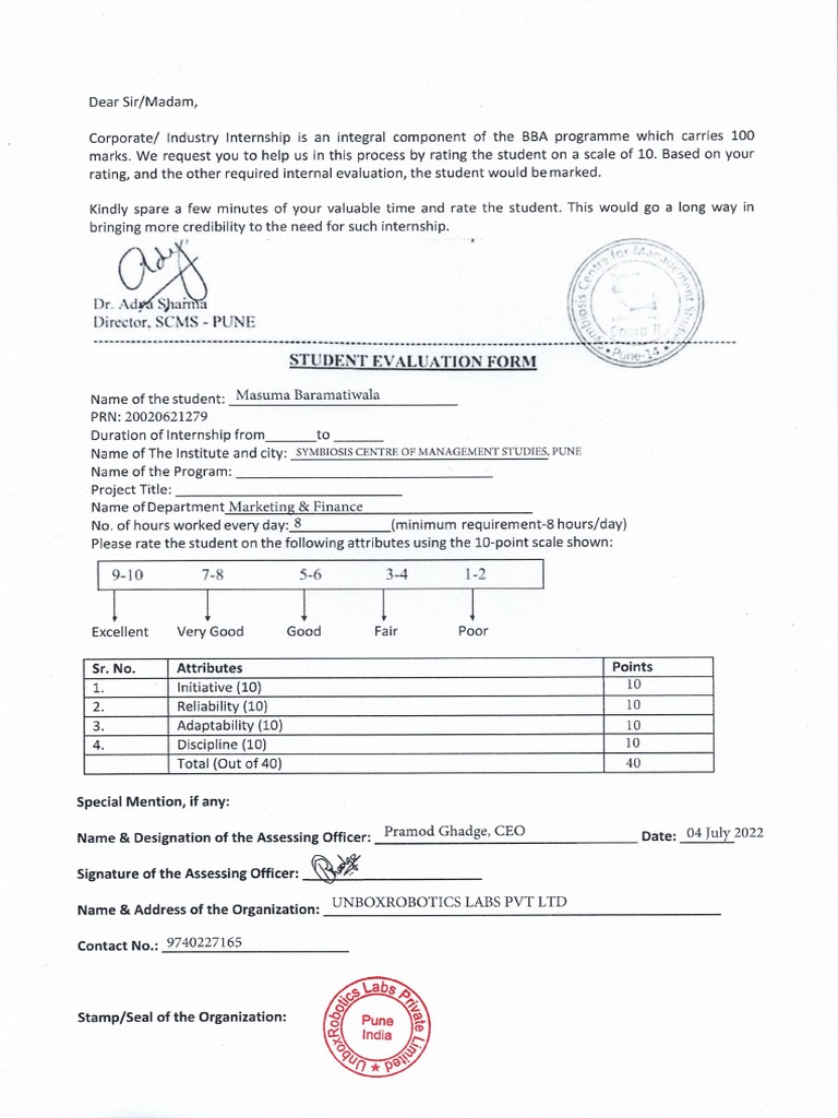 Certificate Evaluation Form PDF