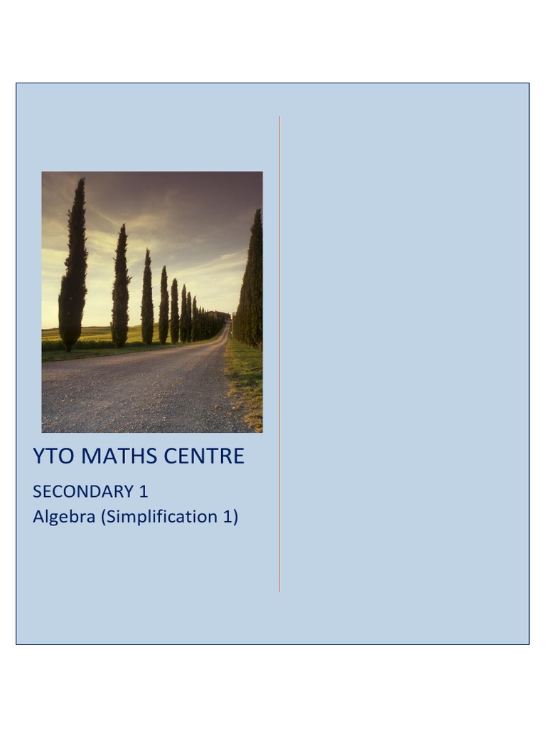 Secondary 1 Algebra Simplification Questions | PDF | Mathematics | Algebra