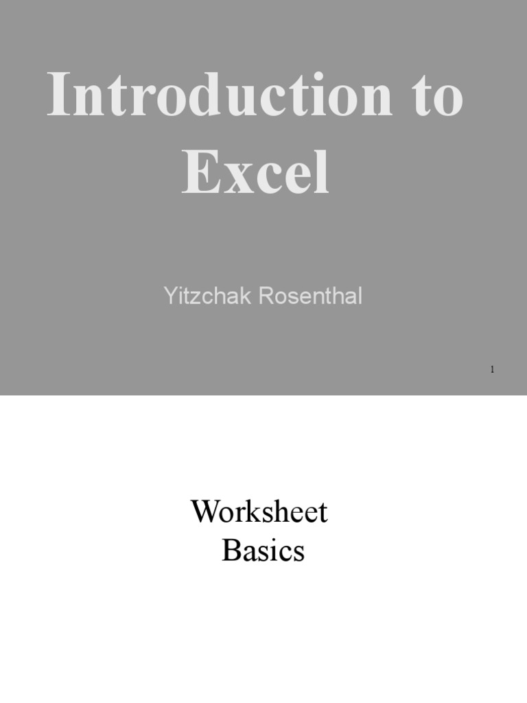 Introduction to excel yitzchak rosenthal pdf microsoft excel formula