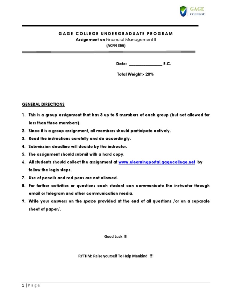 Financial Management II Assignment | PDF | Dividend | Capital Structure