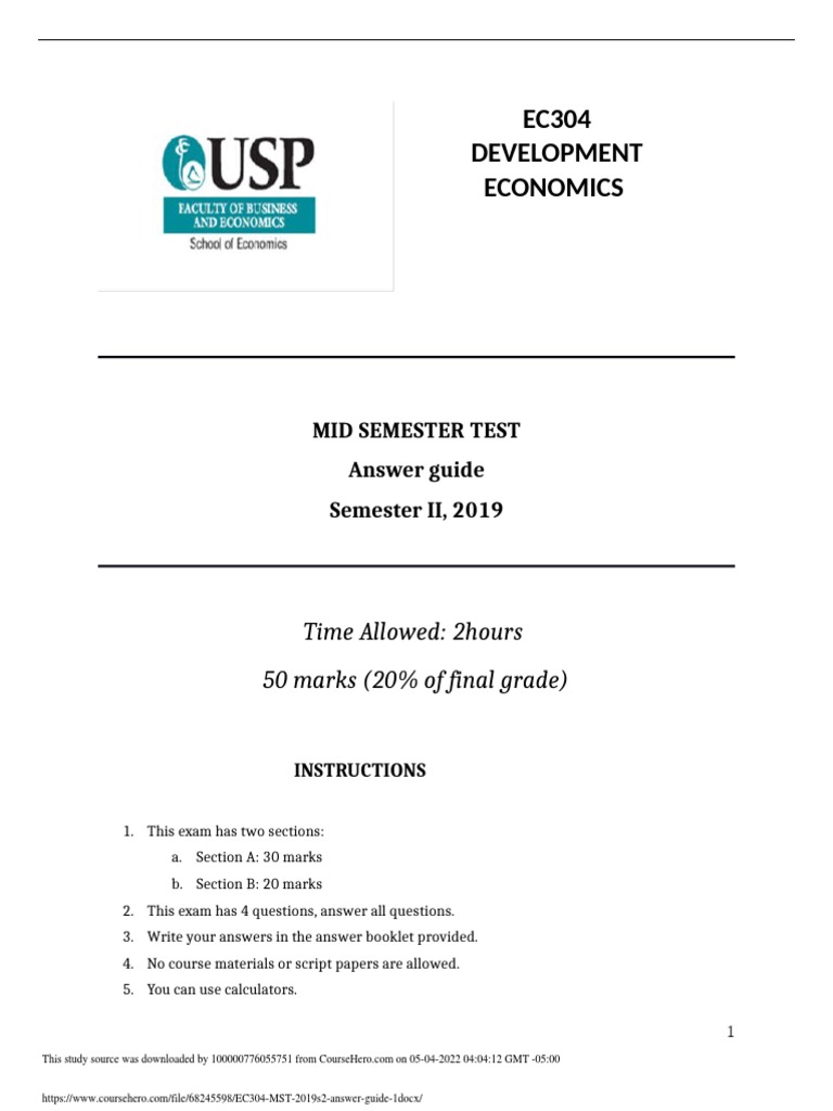 EC304 Development Economics MST Guide | PDF | Economic Growth ...