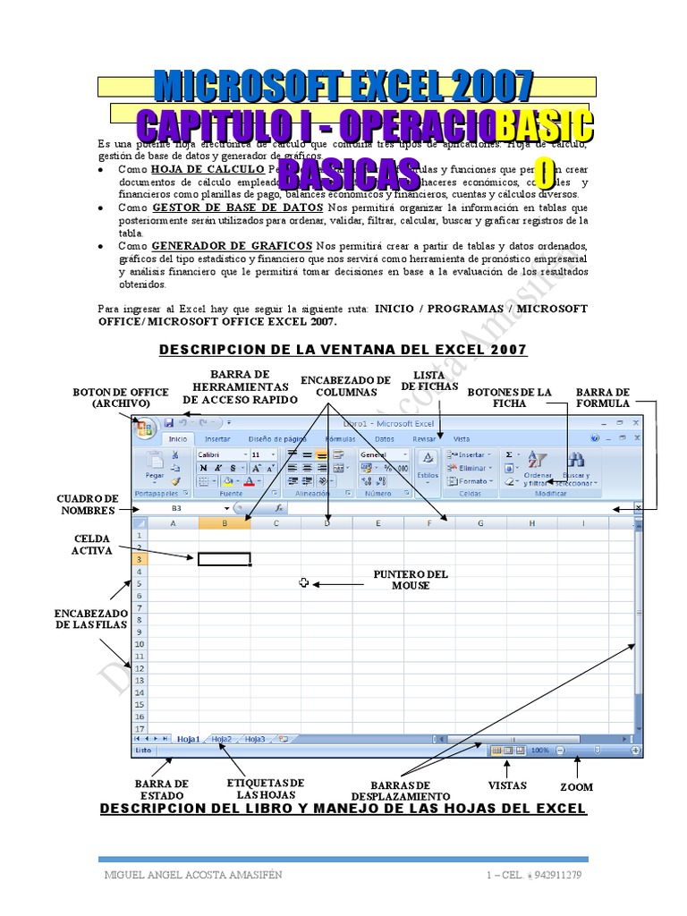 Introducción a Excel 2007 y funciones básicas | PDF | Hoja de cálculo ...