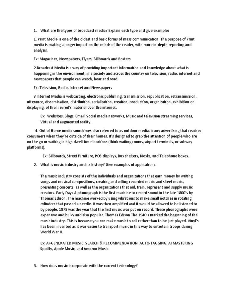 What Are The Types of Broadcast Media PDF Mass Media
