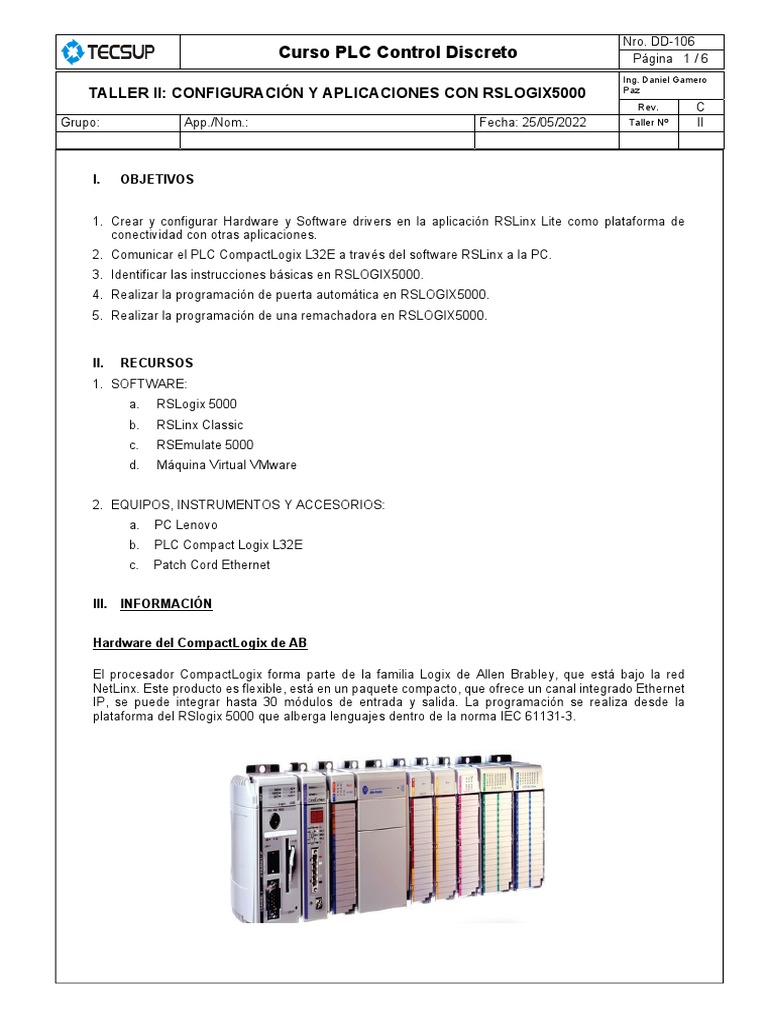 Taller 2 Aplicaciones Con Rslogix5000 Pdf Controlador Lógico
