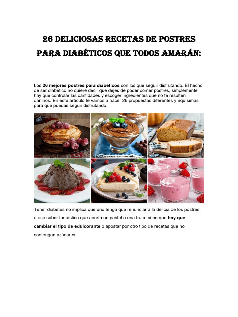 29 - 26 Deliciosas Recetas de Postres para Diabéticos | PDF | Postres |  Crema