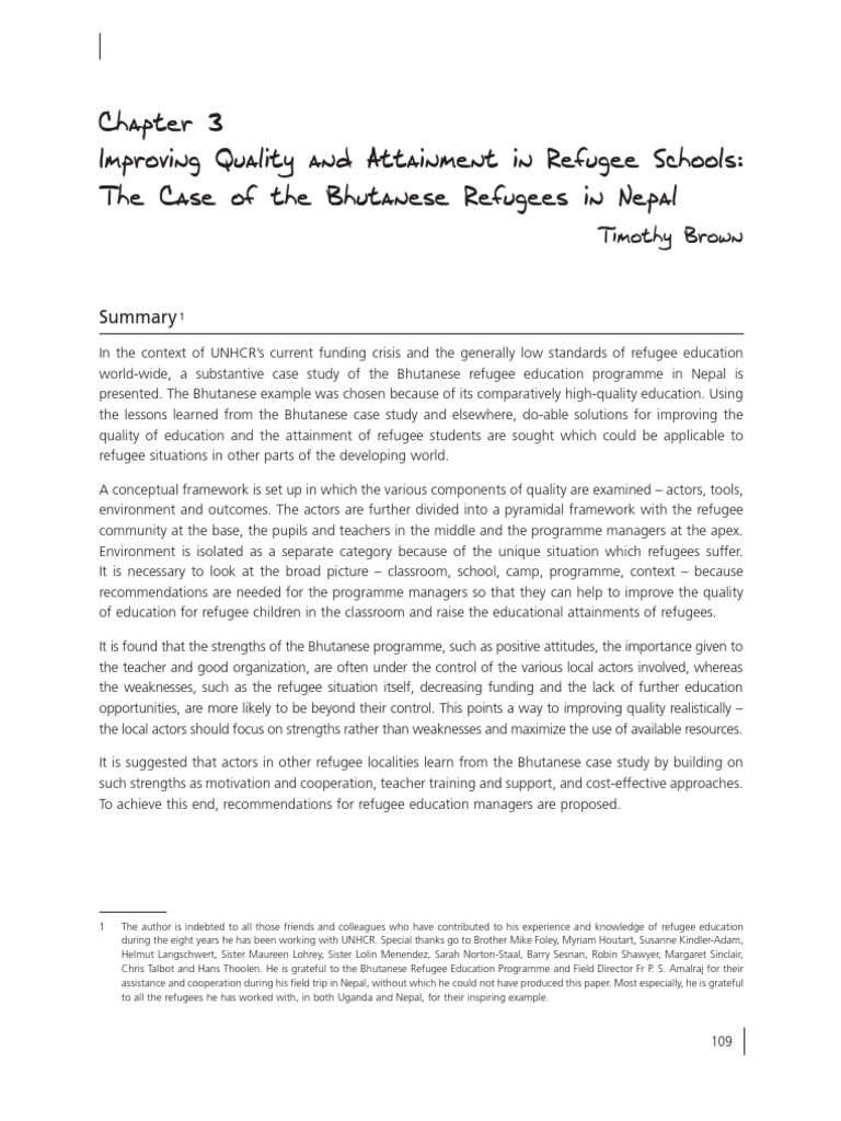 Bhutanese Refugee Education Insights | PDF | Refugee | United Nations ...