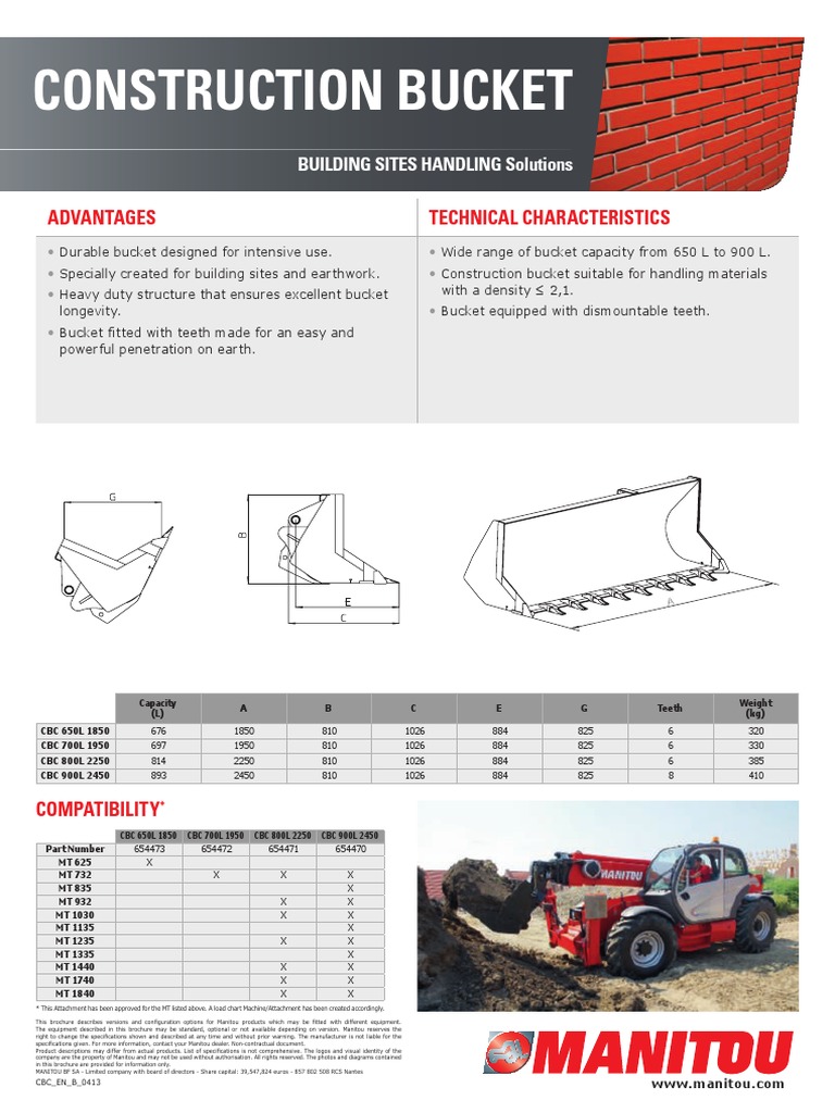 Manitou CBC Constructiebak - Feyter Forklift Services | PDF ...