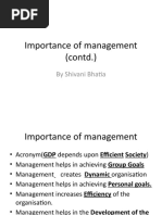 Importance of Management (Contd.) : by Shivani Bhatia