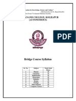 Vivekanand College, Kolhapur (Autonomous) : Bridge Course Syllabus