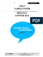 Neet Sample Paper Biology Answer Key: India