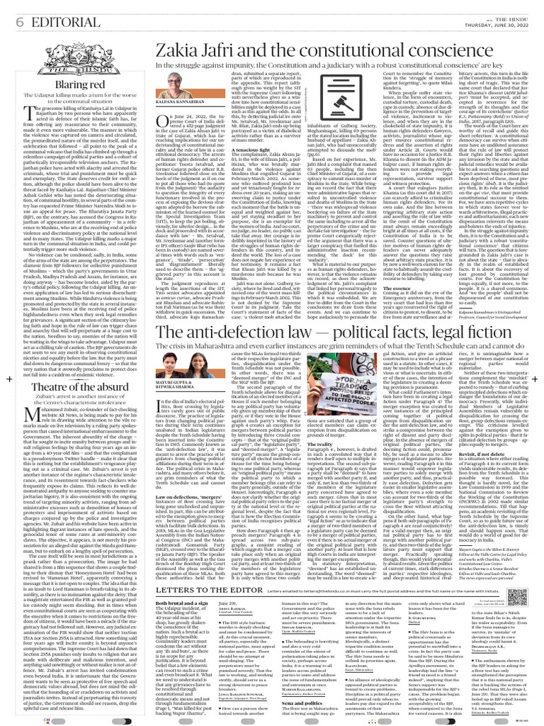 All English Editorial 30.06.2022 | PDF | Bharatiya Janata Party | Justice