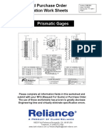RFQ and Purchase Order Specification Work Sheets: Prismatic Gages