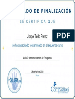 Aula 2 Implementación de Programa - Certificado Del Curso Pastor