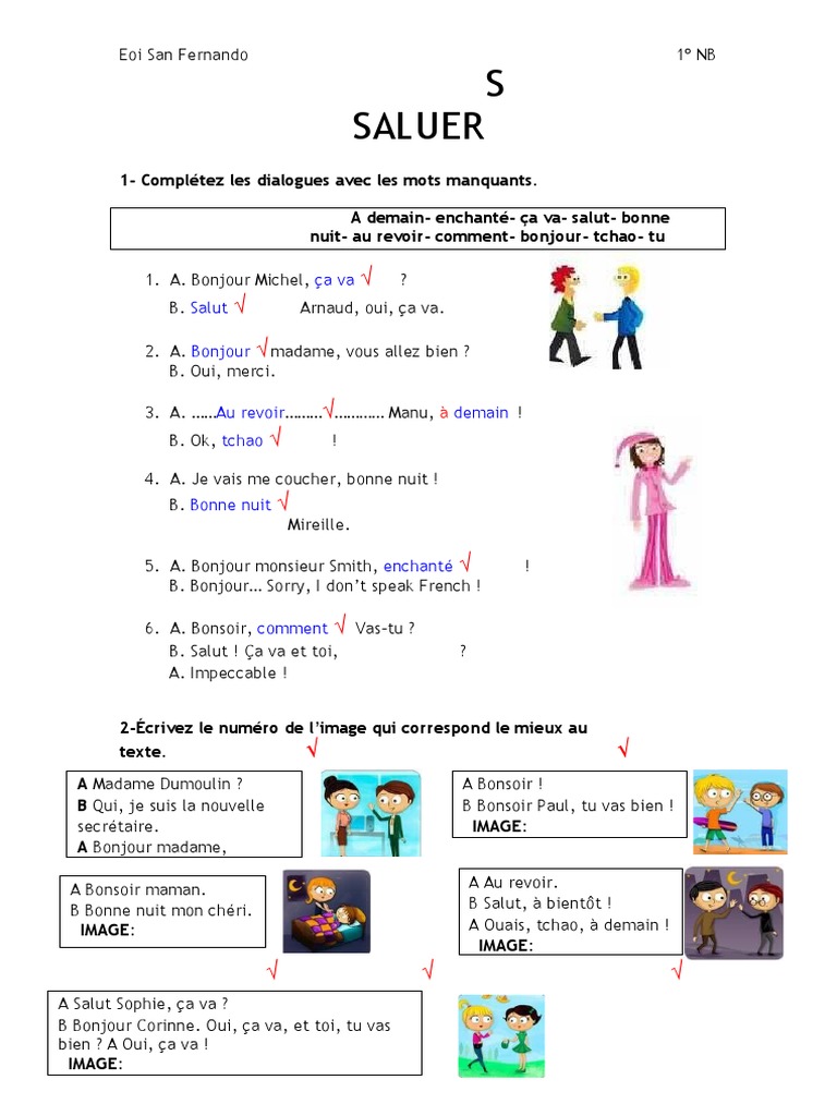 Dialogues de salutation en français | PDF