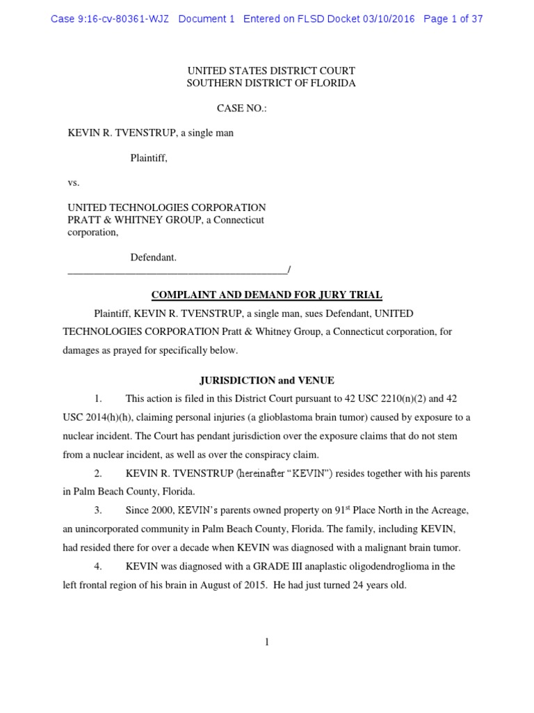 Complaint and Demand For Jury Trial | PDF | Brain Tumor | Ionizing ...