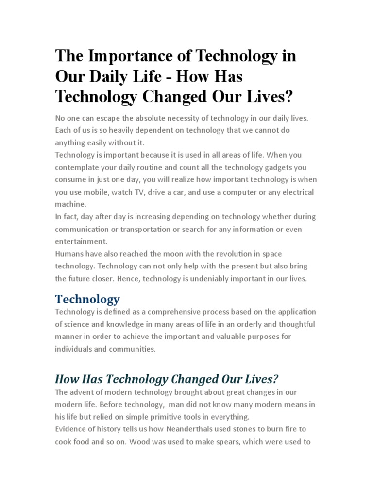Importance of Technology in Daily Life | PDF | Science | Cognitive Science