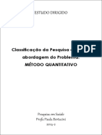 Estudo Direcionado sobre Método Quantitativo em Pesquisa de Saúde