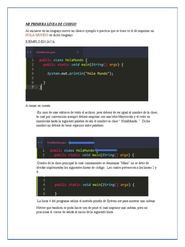 Hola Mundo | PDF | Java (lenguaje de programación) | Informática