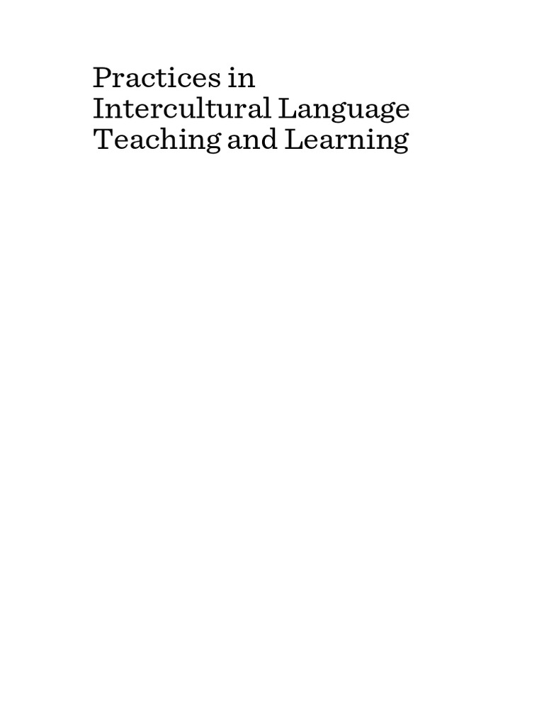 Practices in Intercultural Language Teaching and Learning | PDF | Cross ...
