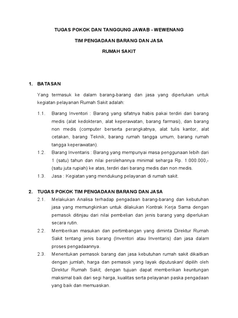 Pengadaan Barang dan Jasa Rumah Sakit | PDF