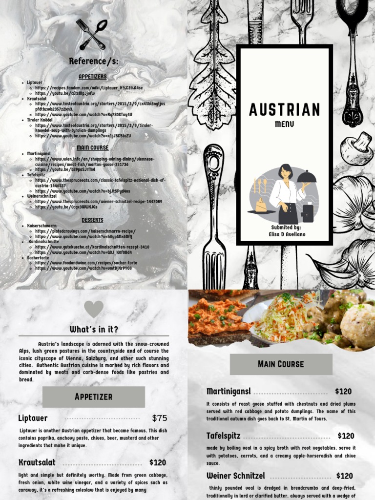 Authentic Austrian Cuisine Menu | PDF | Desserts | Regional & Ethnic Food